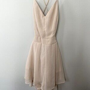 Mystic cream spaghetti strap racerback romper lightweight v-neck style open back